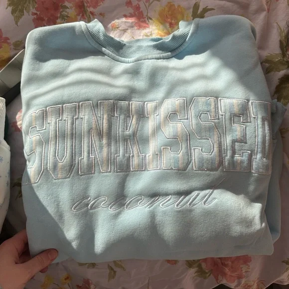 Sunkissed Coconut Light Blue Sweatshirt - Picture 1 of 4